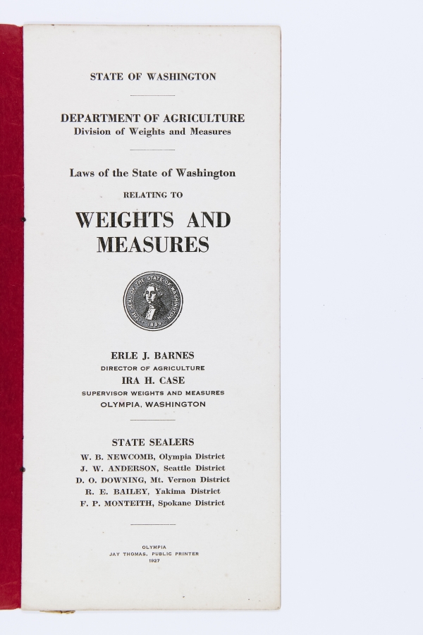 Laws of the State of Washington RELATING TO WEIGHTS AND MEASURES
