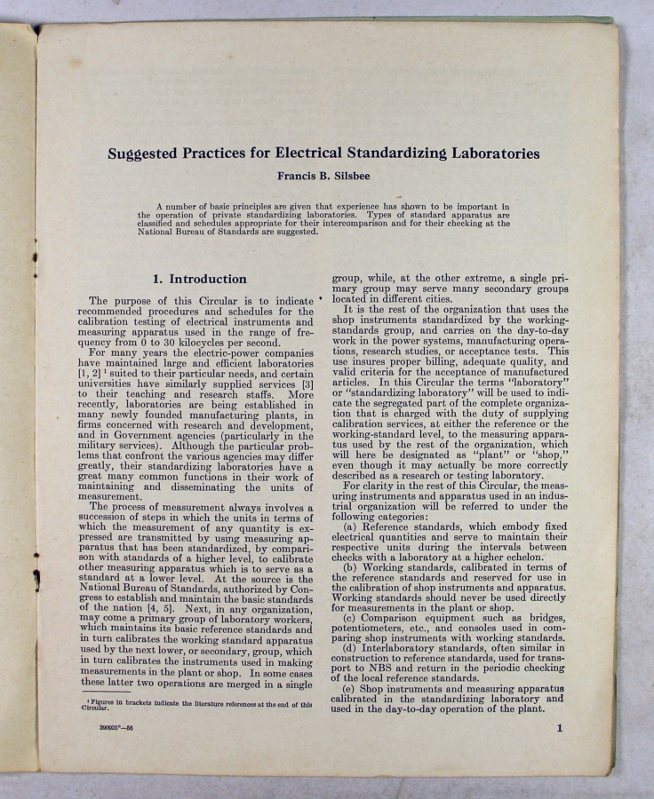 Suggested Practices for Electrical Standardizing Laboratories