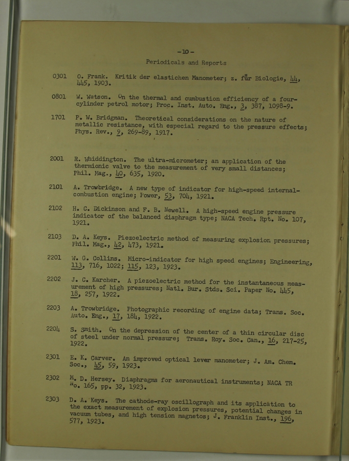 Bibliography and Index on Dynamic Pressure Measurement