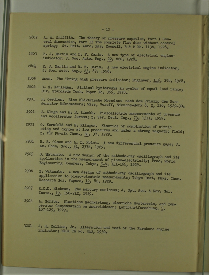 Bibliography and Index on Dynamic Pressure Measurement