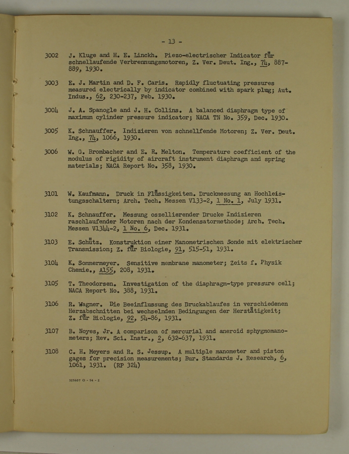 Bibliography and Index on Dynamic Pressure Measurement
