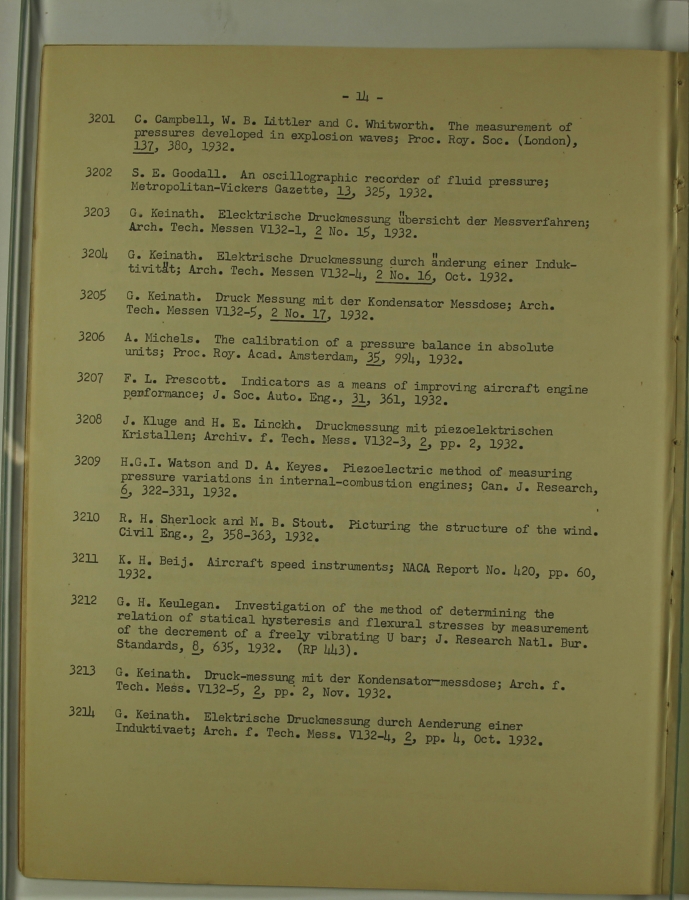 Bibliography and Index on Dynamic Pressure Measurement