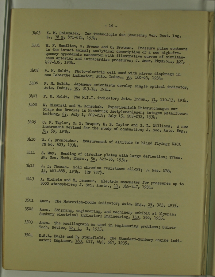 Bibliography and Index on Dynamic Pressure Measurement