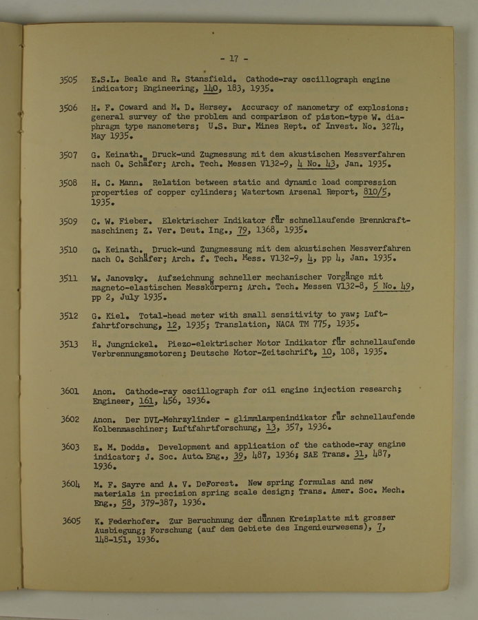 Bibliography and Index on Dynamic Pressure Measurement