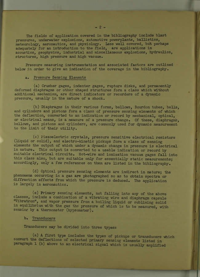 Bibliography and Index on Dynamic Pressure Measurement