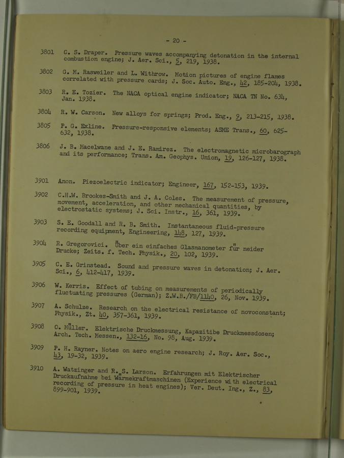 Bibliography and Index on Dynamic Pressure Measurement