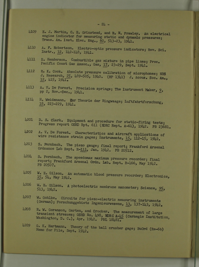 Bibliography and Index on Dynamic Pressure Measurement