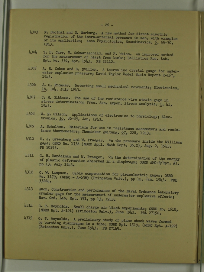 Bibliography and Index on Dynamic Pressure Measurement