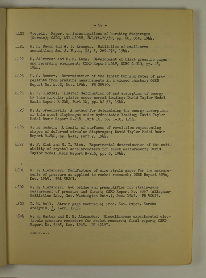Bibliography and Index on Dynamic Pressure Measurement