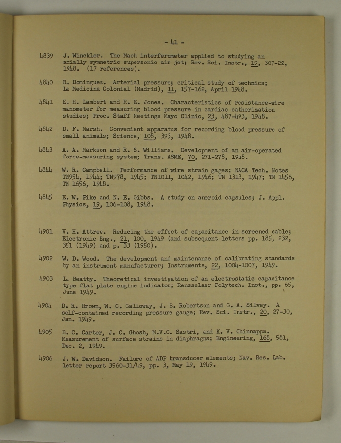 Bibliography and Index on Dynamic Pressure Measurement
