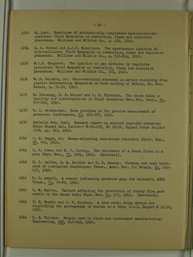 Bibliography and Index on Dynamic Pressure Measurement