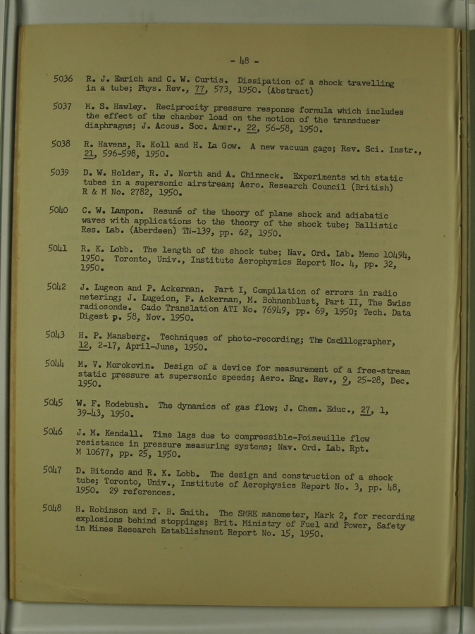 Bibliography and Index on Dynamic Pressure Measurement