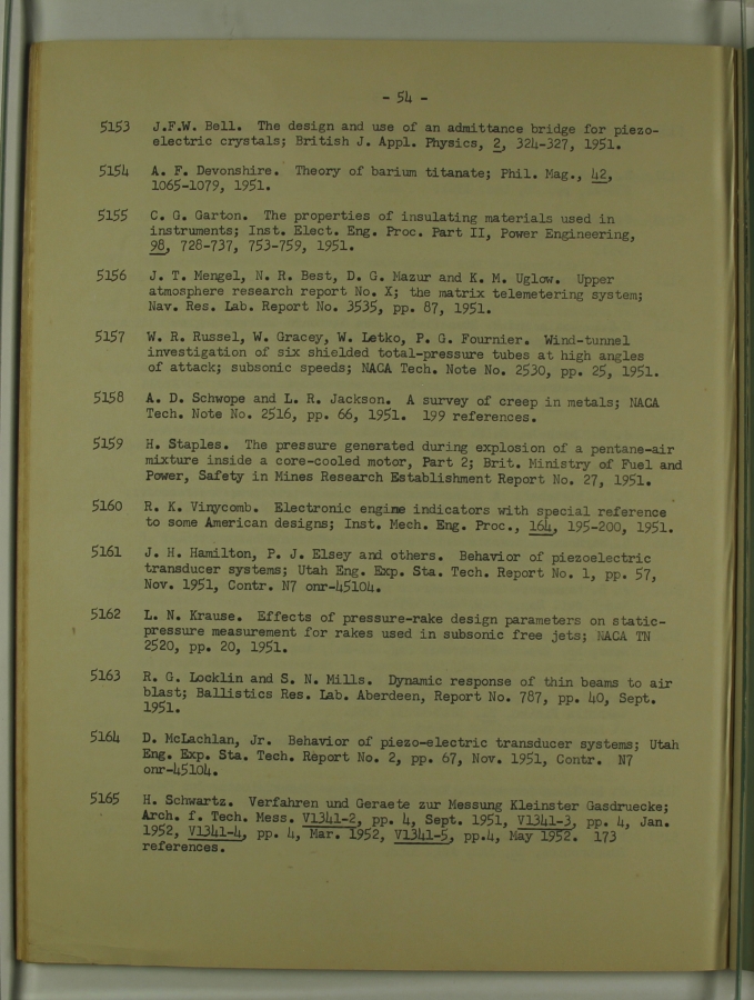 Bibliography and Index on Dynamic Pressure Measurement