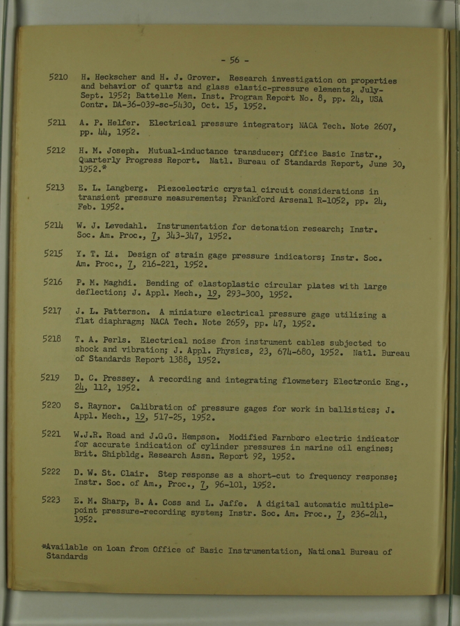 Bibliography and Index on Dynamic Pressure Measurement
