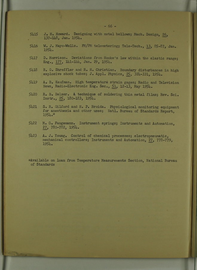 Bibliography and Index on Dynamic Pressure Measurement