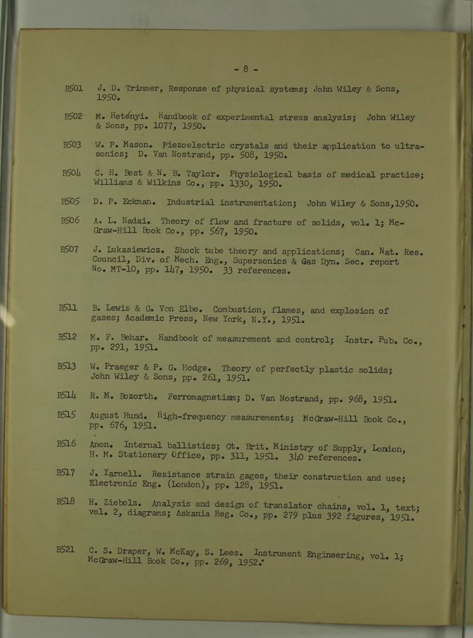 Bibliography and Index on Dynamic Pressure Measurement