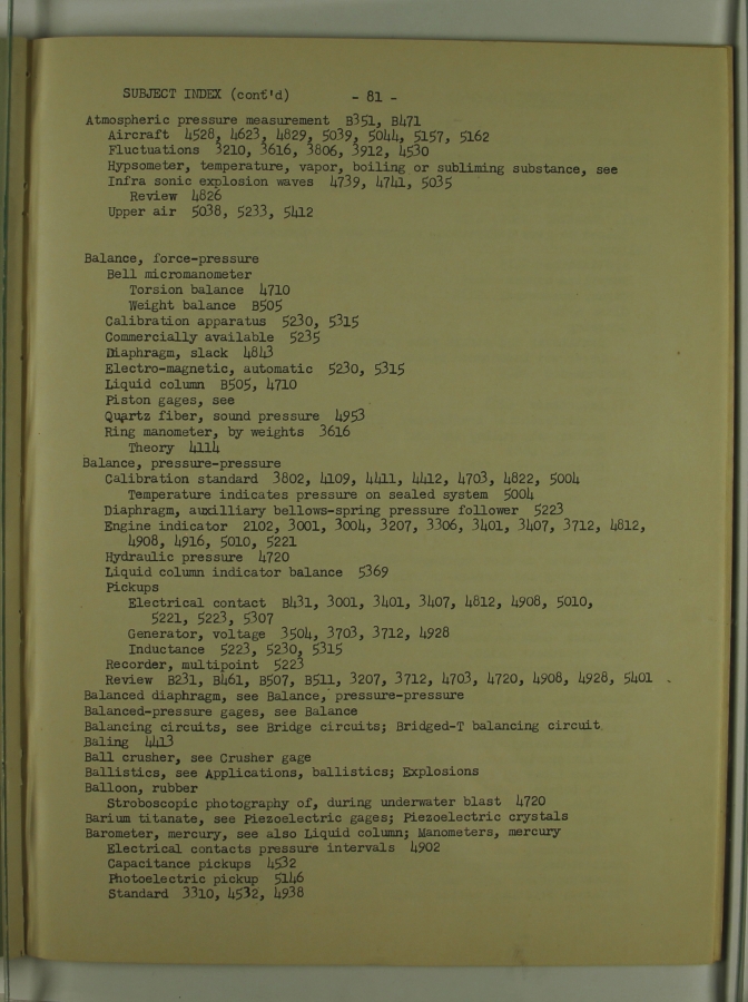 Bibliography and Index on Dynamic Pressure Measurement
