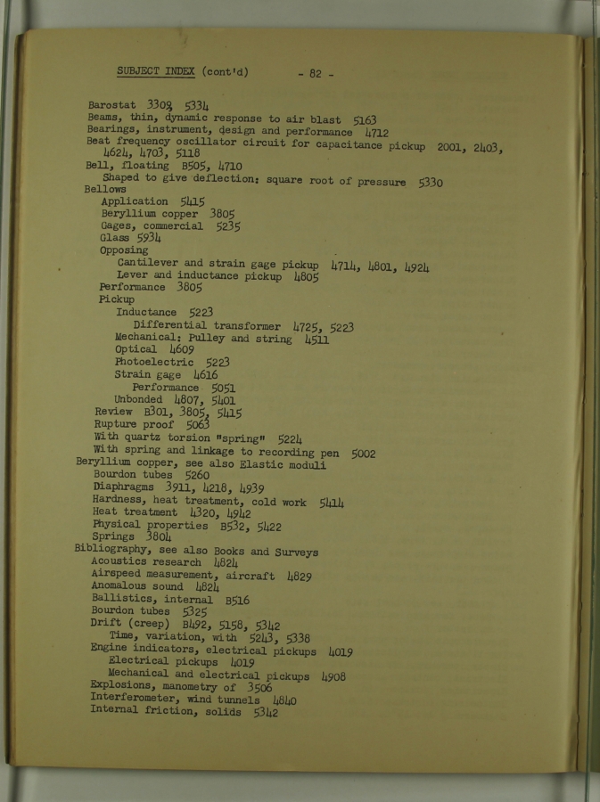 Bibliography and Index on Dynamic Pressure Measurement