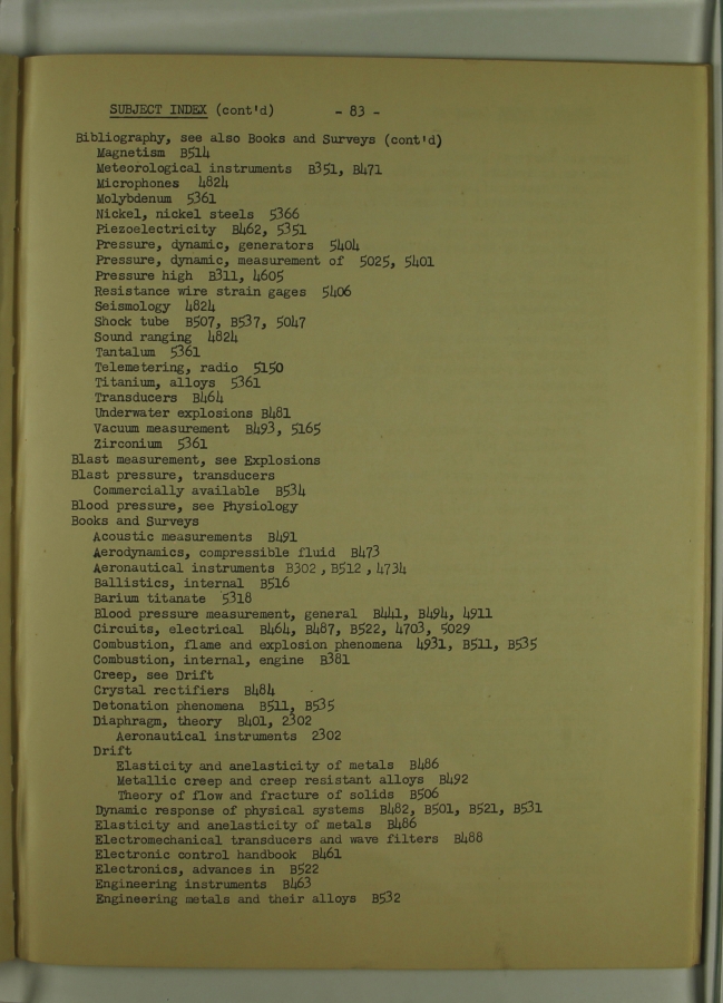 Bibliography and Index on Dynamic Pressure Measurement