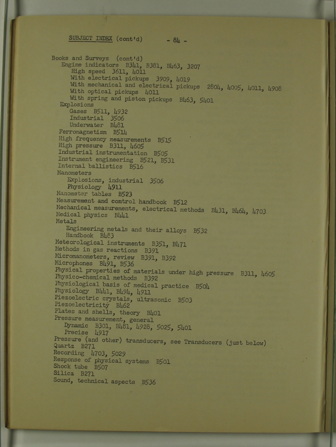 Bibliography and Index on Dynamic Pressure Measurement