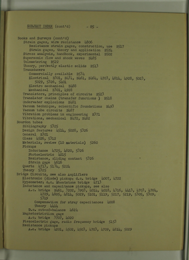 Bibliography and Index on Dynamic Pressure Measurement