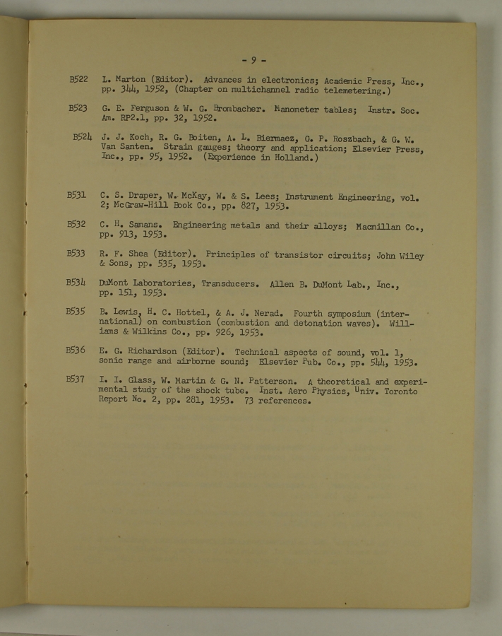 Bibliography and Index on Dynamic Pressure Measurement