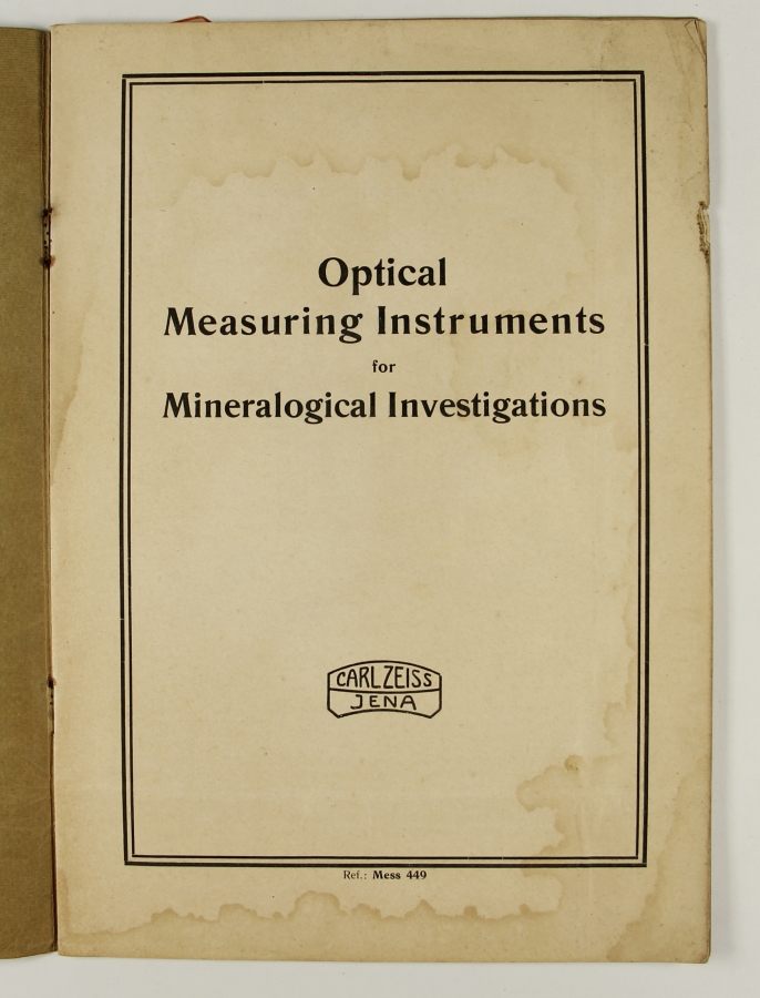 ZEISS Optical Measuring Instruments for ineralogical Investigations