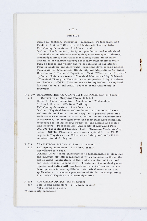 ANNOUNCEMENT OF COURSES FOR 1958-1959